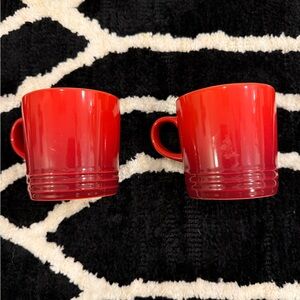 Le Creuset Red Ceramic coffee cups Mugs - Pair